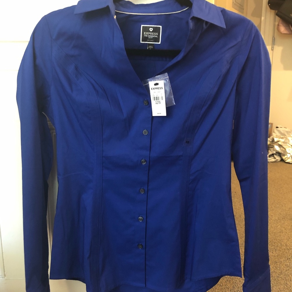 Express Women’s XS Blue Long Sleeved Button Up